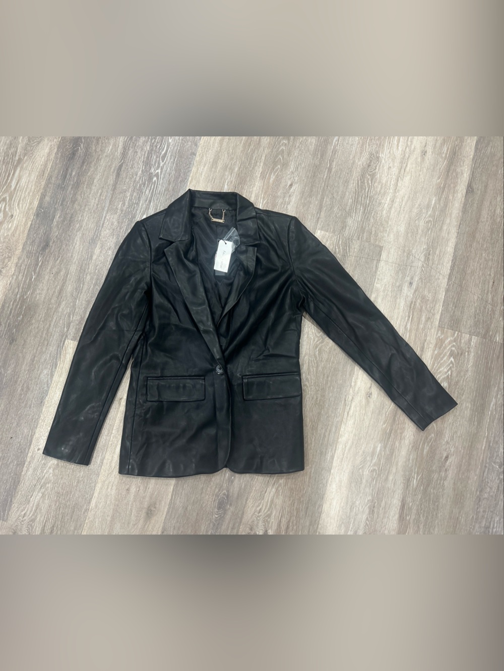 T Tahari Black Leather Bomber-Style Jacket NWT